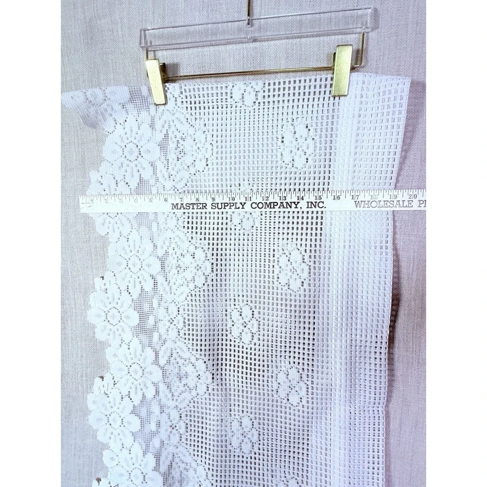 White Lace Floral Design Valance 68” X 19” Rod Pocket Cottage Core
